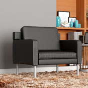 Boss Black Antimicrobial Vinyl Lounge Chair, BR8001AM-BK